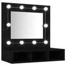 spejlskab med LED-lys 60x31,5x62 cm sort