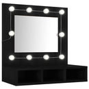 spejlskab med LED-lys 60x31,5x62 cm sort