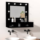 spejlskab med LED-lys 60x31,5x62 cm sort