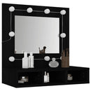 spejlskab med LED-lys 60x31,5x62 cm sort