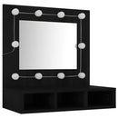 spejlskab med LED-lys 60x31,5x62 cm sort