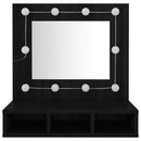 spejlskab med LED-lys 60x31,5x62 cm sort