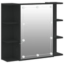 spejlskab med LED-lys 70x16,5x60 cm sort