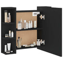 spejlskab med LED-lys 70x16,5x60 cm sort