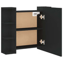 spejlskab med LED-lys 70x16,5x60 cm sort