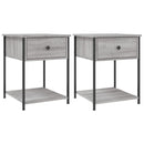 sengeborde 2 stk. 44x45x58 cm konstrueret træ grå sonoma-eg