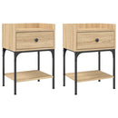 sengeborde 2 stk. 40,5x31x60 cm konstrueret træ sonoma-eg
