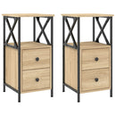 sengeborde 2 stk. 34x35,5x70 cm konstrueret træ sonoma-eg