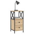 sengeborde 2 stk. 34x35,5x70 cm konstrueret træ sonoma-eg