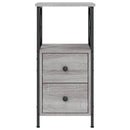 sengeborde 2 stk. 34x35,5x70 cm konstrueret træ grå sonoma-eg