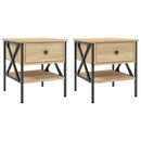 sengeborde 2 stk. 40x42x45 cm konstrueret træ sonoma-eg