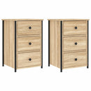 sengeborde 2 stk. 40x36x60 cm konstrueret træ sonoma-eg
