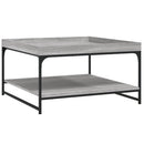 sofabord 80x80x45 cm konstrueret træ og jern grå sonoma-eg