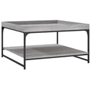 sofabord 80x80x45 cm konstrueret træ og jern grå sonoma-eg