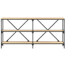 konsolbord 160x30x75 cm konstrueret træ og jern sonoma-eg