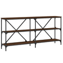konsolbord 160x30x75 cm konstrueret træ og jern brunt egetræ