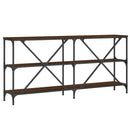 konsolbord 160x30x75 cm konstrueret træ og jern brunt egetræ