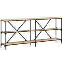 konsolbord 180x30x75 cm konstrueret træ og jern sonoma-eg