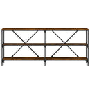 konsolbord 180x30x75 cm konstrueret træ og jern røget sonoma-eg
