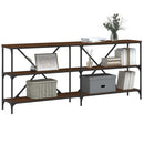 konsolbord 180x30x75 cm konstrueret træ og jern brunt egetræ