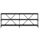 konsolbord 200x30x75 cm konstrueret træ og jern sort