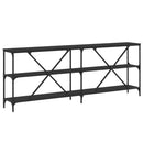 konsolbord 200x30x75 cm konstrueret træ og jern sort