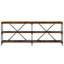 konsolbord 200x30x75 cm konstrueret træ og jern røget sonoma-eg