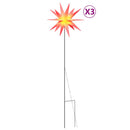 juledekoration med LED-lys og jordspyd 3 stk. 57 cm foldbar rød