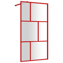 brusevæg 115x195 cm klart sikkerhedsglas rød
