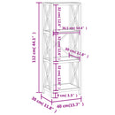 reol med 4 hylder 40x30x112 cm massivt egetræ
