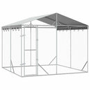 udendørs hundegård med tag 3x3x2,5 m galvaniseret stål sølv
