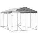 udendørs hundegård med tag 3x4,5x2,5 m galvaniseret stål sølv