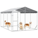 udendørs hundegård med tag 3x4,5x2,5 m galvaniseret stål sølv
