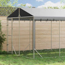 udendørs hundegård med tag 3x4,5x2,5 m galvaniseret stål sølv