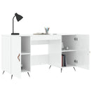 skrivebord 140x50x75 cm konstrueret træ hvid højglans