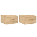 væghængte sengeborde 2 stk. 35x35x20 cm sonoma-eg
