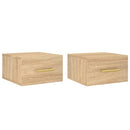 væghængte sengeborde 2 stk. 35x35x20 cm sonoma-eg