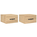 væghængte sengeborde 2 stk. 35x35x20 cm sonoma-eg