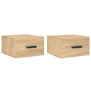 væghængte sengeborde 2 stk. 35x35x20 cm sonoma-eg