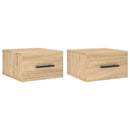 væghængte sengeborde 2 stk. 35x35x20 cm sonoma-eg