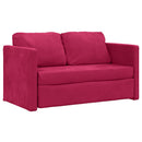 2-i-1 sovesofa 122x204x55 cm velour vinrød