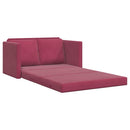 2-i-1 sovesofa 122x204x55 cm velour vinrød