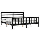 sengeramme med sengegavl 200x200 cm massivt træ sort