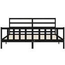 sengeramme med sengegavl 200x200 cm massivt træ sort