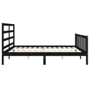 sengeramme med sengegavl 200x200 cm massivt træ sort