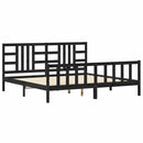 sengeramme med sengegavl 200x200 cm massivt træ sort