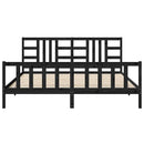 sengeramme med sengegavl 200x200 cm massivt træ sort