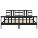 sengeramme med sengegavl 200x200 cm massivt træ sort