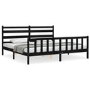 sengeramme med sengegavl 200x200 cm massivt træ sort