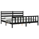 sengeramme med sengegavl 200x200 cm massivt træ sort